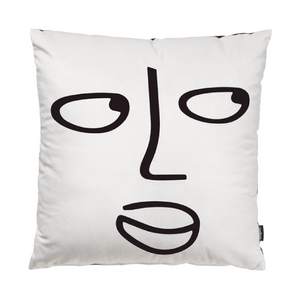 Facial Drawing White Cushion | Qeeboo Who Are You | Italianfurniture.com
