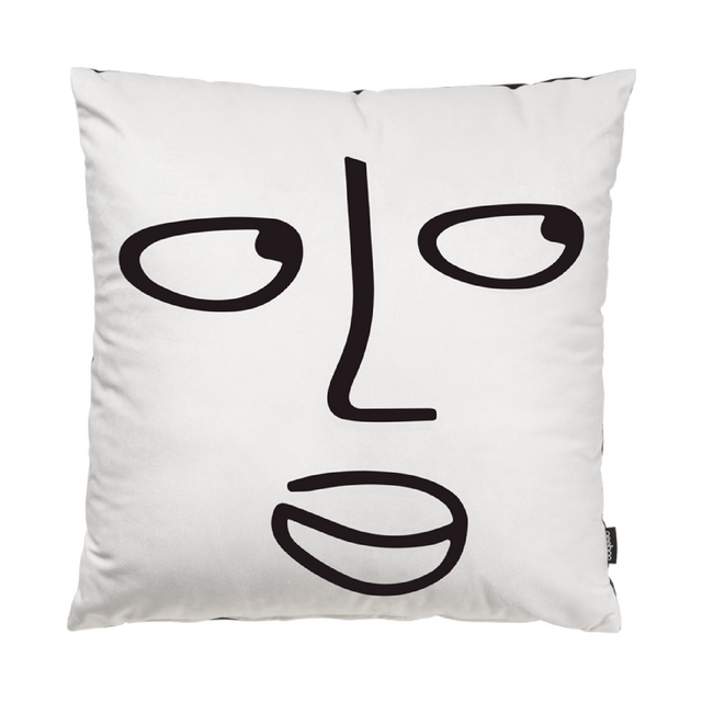 Facial Drawing White Cushion | Qeeboo Who Are You | Italianfurniture.com