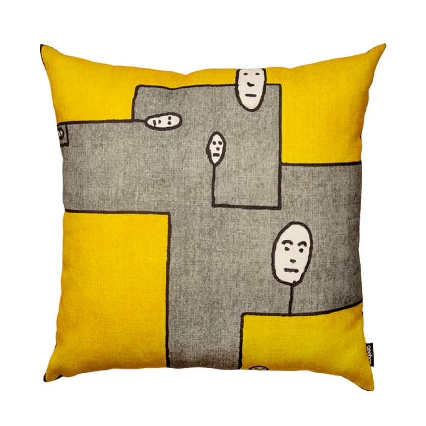 Yellow Face Printed Cushion | Qeeboo Dog | Italianfurniture.com