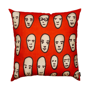 Illustrated Design Cushion | Qeeboo Faces on Red