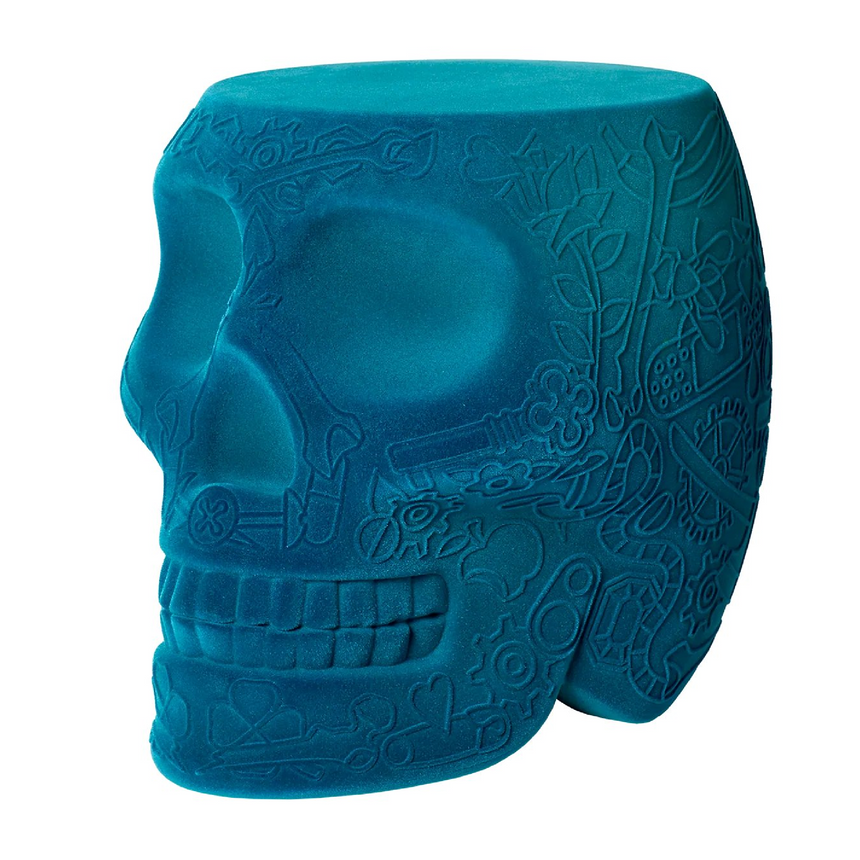 Velvet Skull Stool Side Table | Qeeboo Mexico | Italianfurniture.com