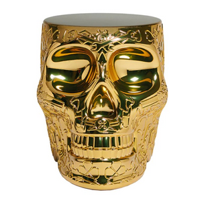 Metallic Skull Stool Side Table | Qeeboo Mexico | Italianrfurniture.com