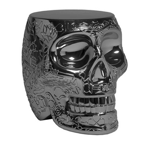 Metallic Skull Stool Side Table | Qeeboo Mexico | Italianrfurniture.com