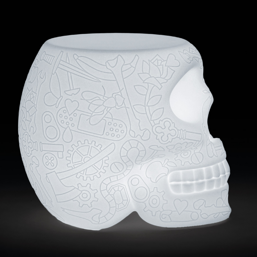 Skull Stool with Rechargeable LED Lamp | Qeeboo Mexico | Italianfurniture.com