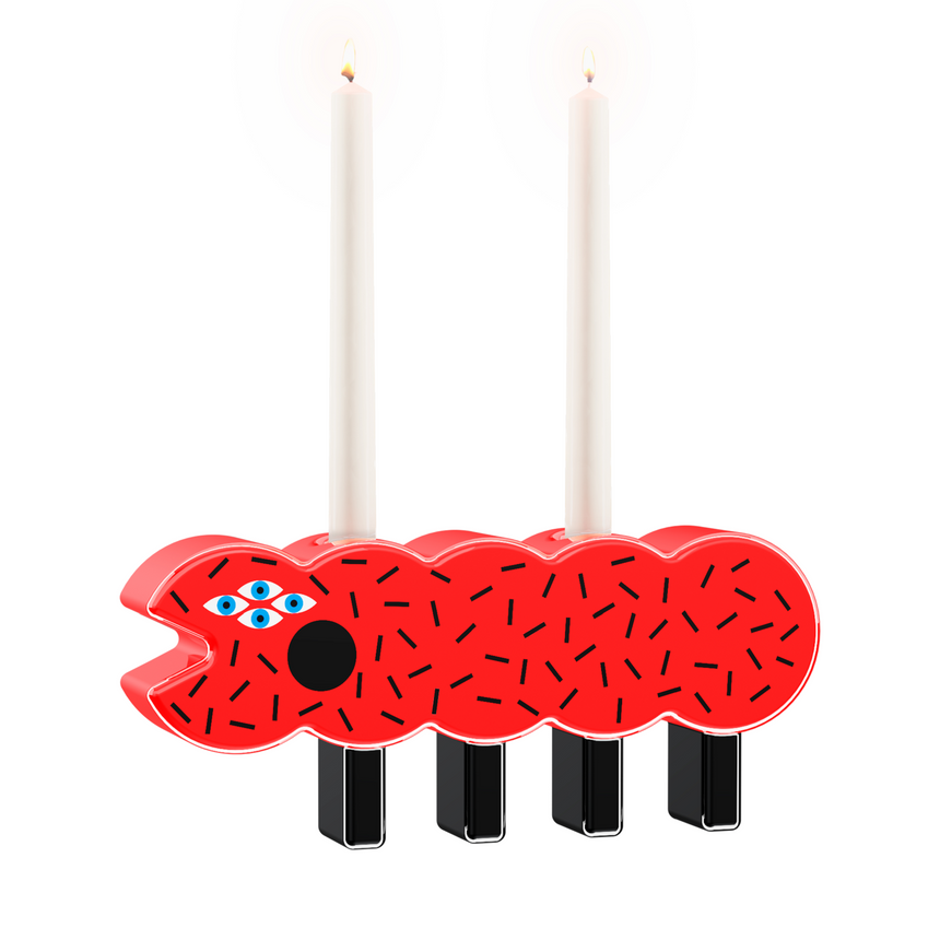 Red Caterpillar Candlestick | Qeeboo Brucoloco | Italianfurniture.com