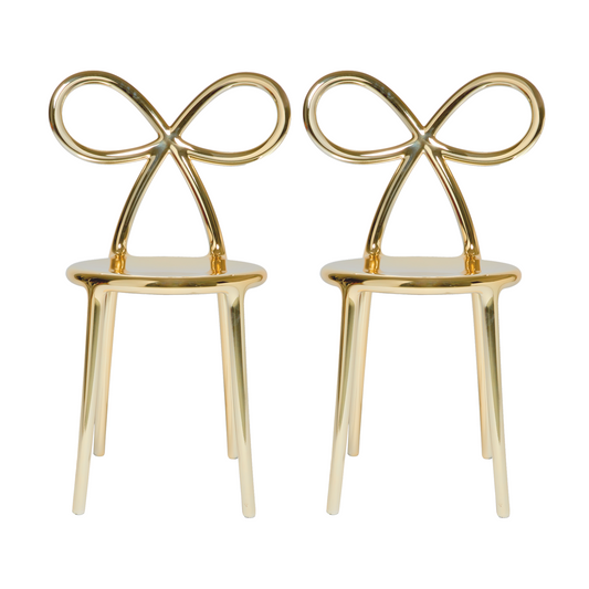 Bow Design Metallic Dining Chairs (2) | Qeeboo Ribbon | Italianfurniture.com