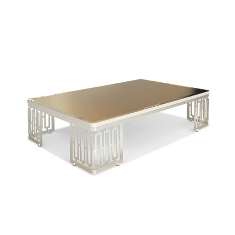 Rectangular Coffee Table with Geometric Metal Base | Redeco Unique | Italianfurniture.com