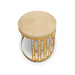 Contemporary Round Side Table with Geometric Base | Redeco Unique | italianfurniture.com