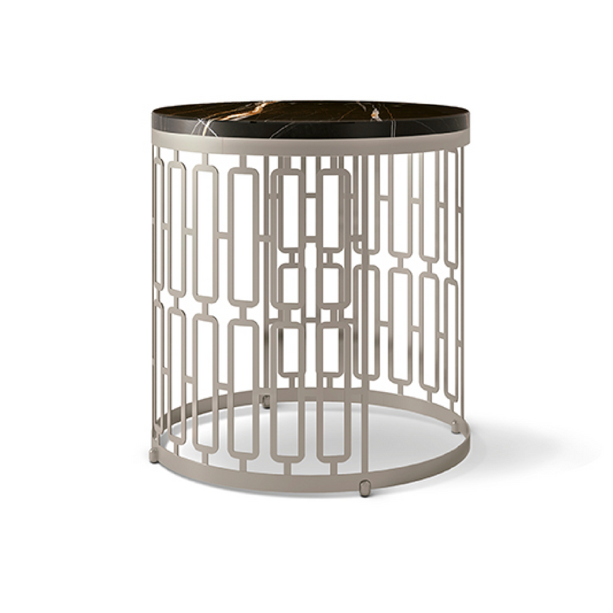 Contemporary Round Side Table with Geometric Base | Redeco Unique | italianfurniture.com