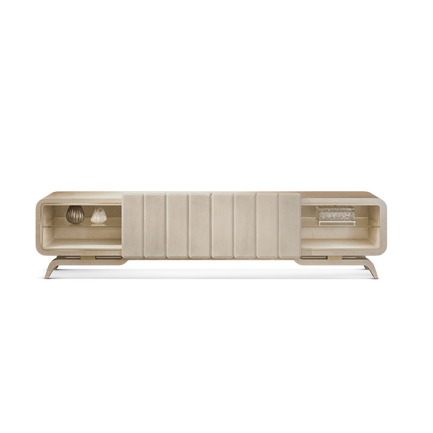 Rectangular Media Unit with High-Gloss Finish and Soft-Close Storage | Redeco Hanami | Italianfurniture.com