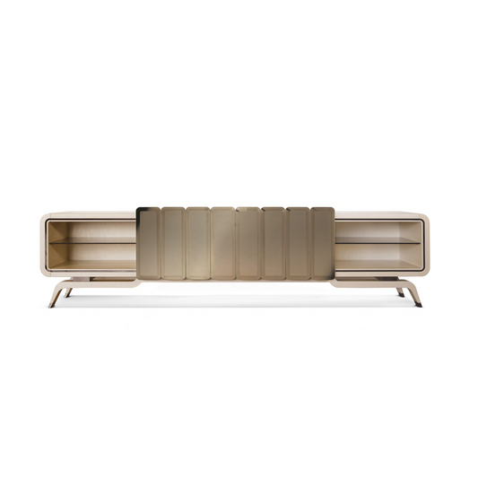 Rectangular Media Unit with High-Gloss Finish and Soft-Close Storage | Redeco Hanami | Italianfurniture.com