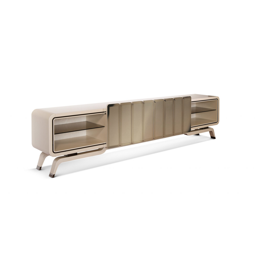 Rectangular Media Unit with High-Gloss Finish and Soft-Close Storage | Redeco Hanami | Italianfurniture.com