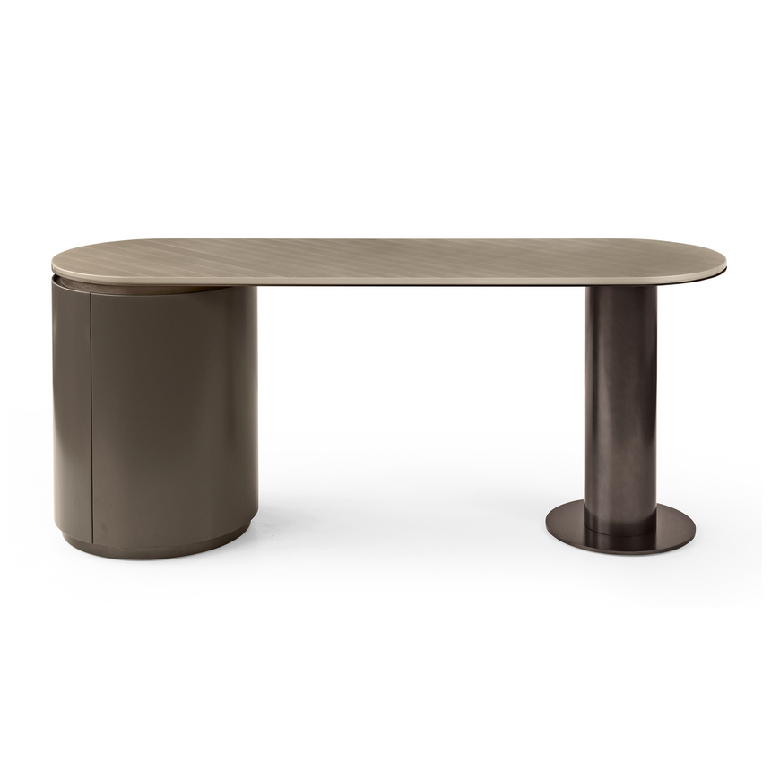 Contemporary Vanity Table with Oval Top and Minimalist Cylindrical Legs | Redeco Loop | Italianfurniture.com