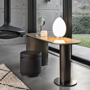 Contemporary Vanity Table with Oval Top and Minimalist Cylindrical Legs | Redeco Loop | Italianfurniture.com