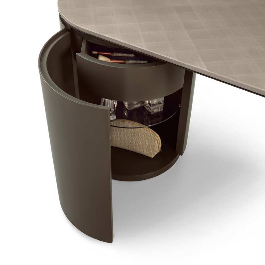 Contemporary Vanity Table with Oval Top and Minimalist Cylindrical Legs | Redeco Loop | Italianfurniture.com