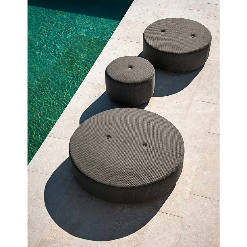 Buttoned Round Outdoor Pouf | Roda Double | Italianfurniture.com