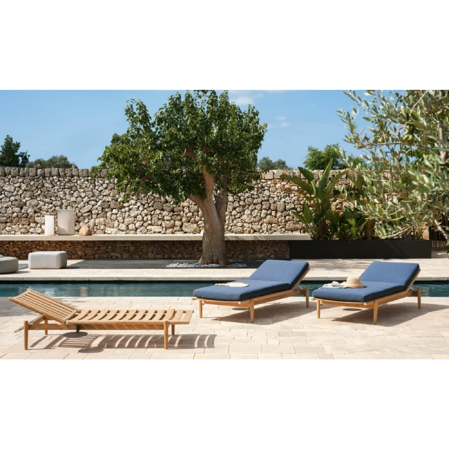 Teak Slatted Outdoor Sunlounger | Roda Levante | Italianfurniture.com