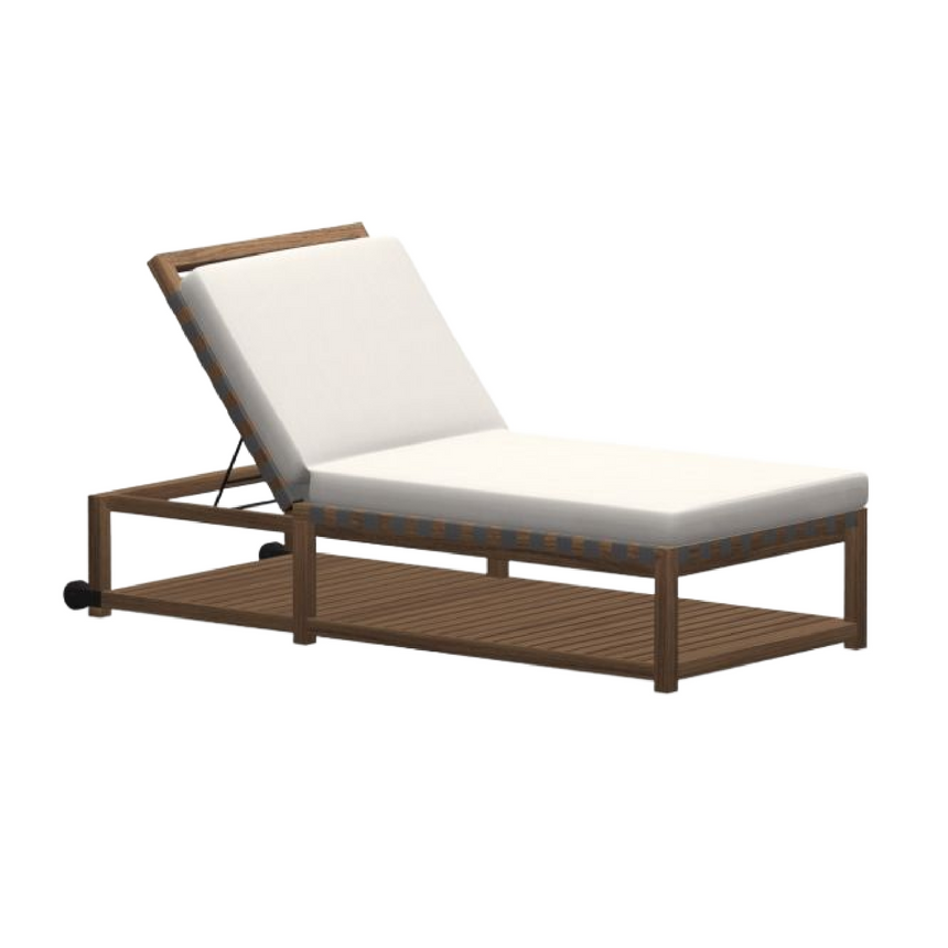 Paneled Teak Wheeled Sunlounger | Roda Network