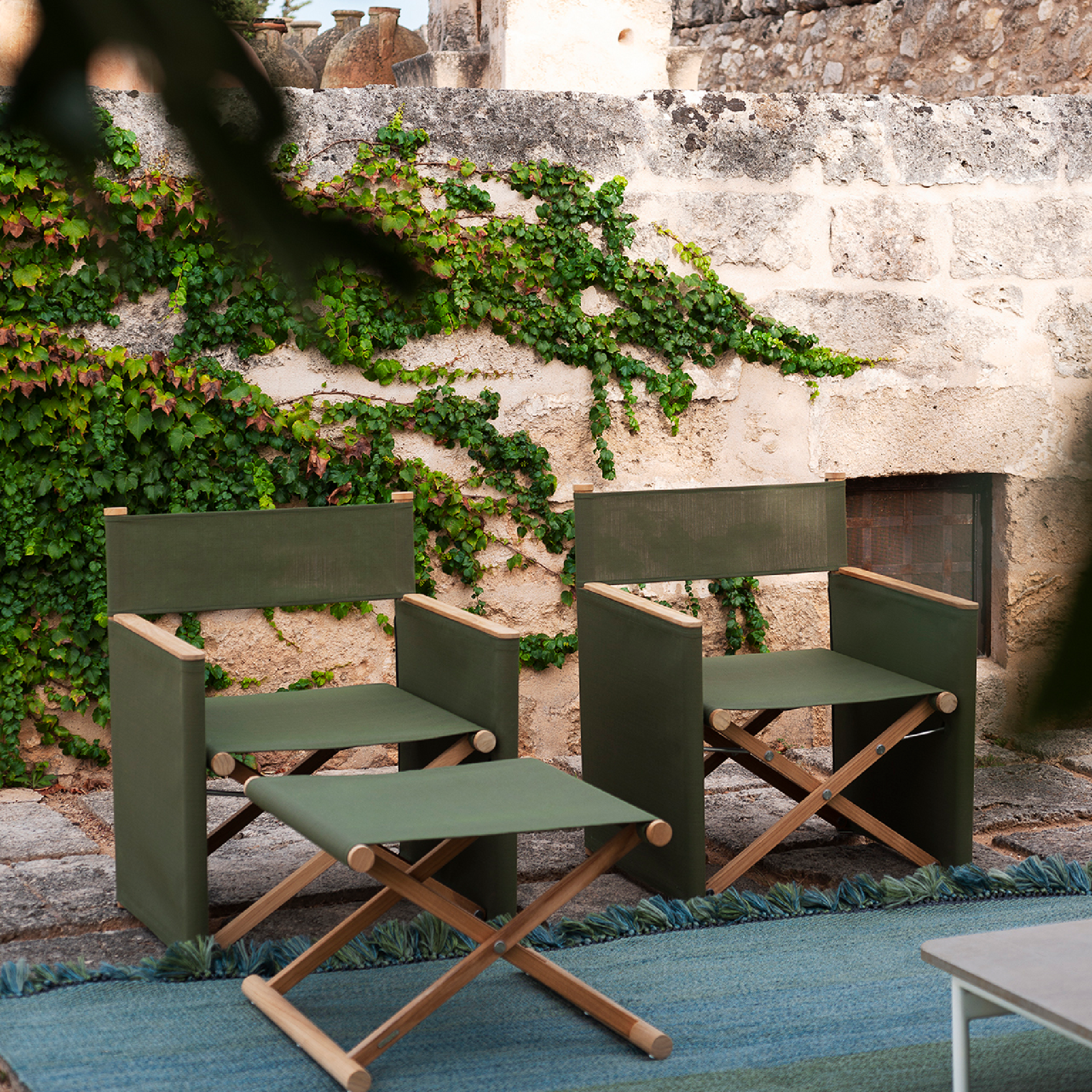 Fabric Seat Folding Outdoor Stool | Roda Orson | Italianfurniture.com