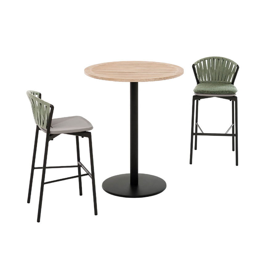 Teak Wood Outdoor Bar Stool | Roda Piper | Italianfurniture.com