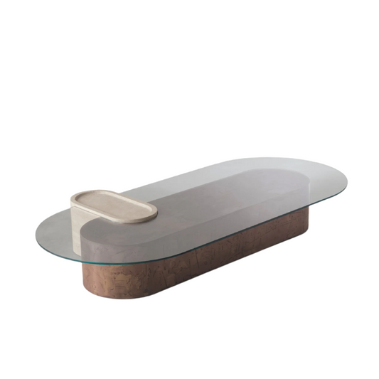 Bronze and Travertine Coffee Table | Somaschini Saturnia