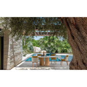 Upholstered Barrel Back Outdoor Dining Chair | Talenti Itaca | Italianfurniture.com