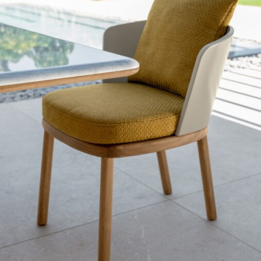 Semi-Circular Wood Base Outdoor Dining Table | Talenti Itaca | Italianfurniture.com