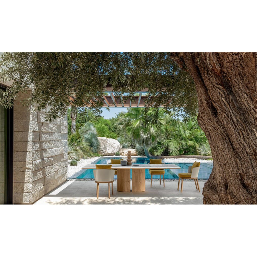 Semi-Circular Wood Base Outdoor Dining Table | Talenti Itaca | Italianfurniture.com