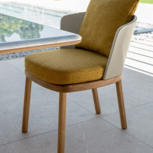 Semi-Circular Wood Base Outdoor Dining Table | Talenti Itaca | Italianfurniture.com