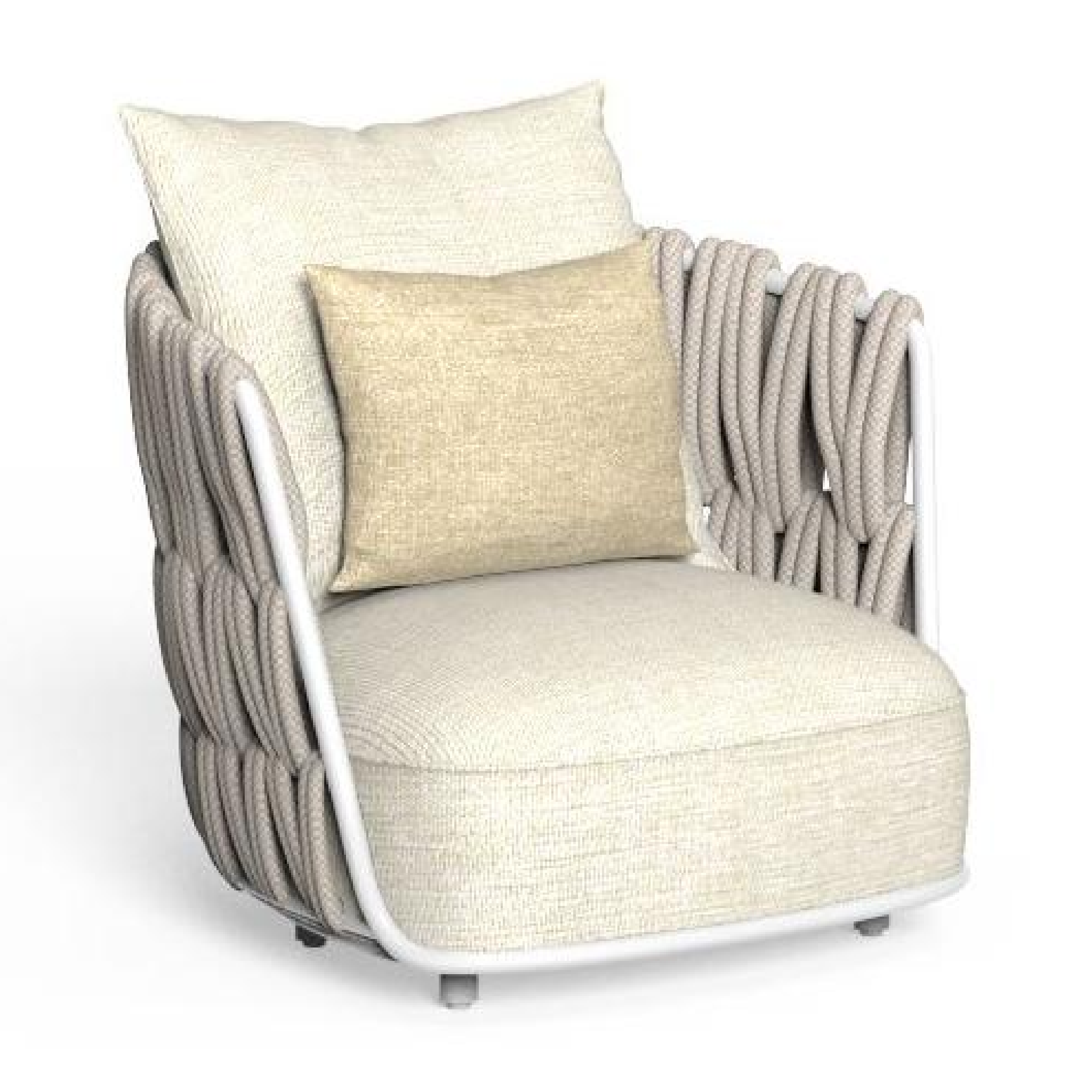 Padded Rope Outdoor Swivel Armchair - Thumbnail 5