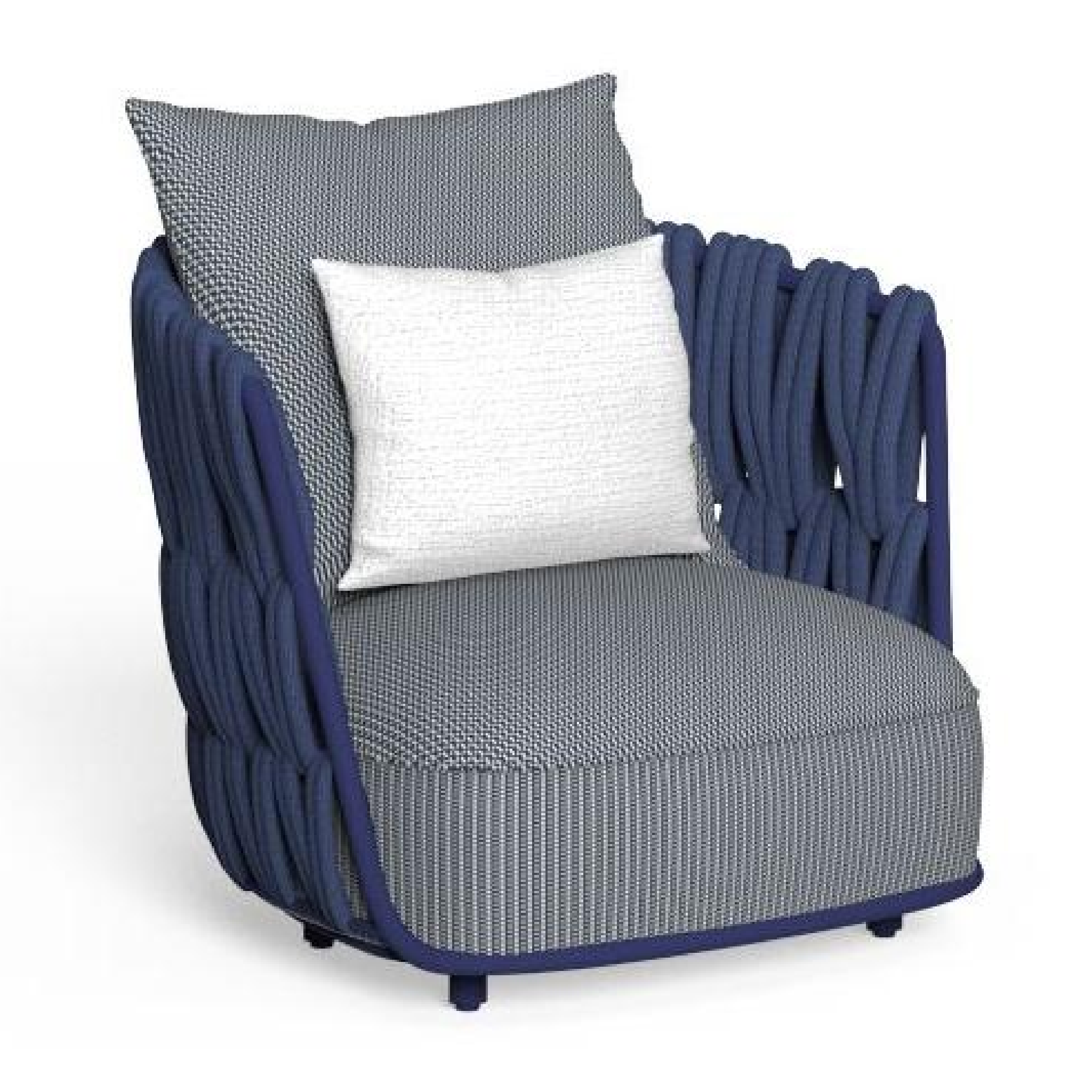 Padded Rope Outdoor Swivel Armchair - Thumbnail 3