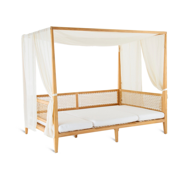 Curtained Teak Sun Bed | Unopiu Synthesis | Italianfurniture.com