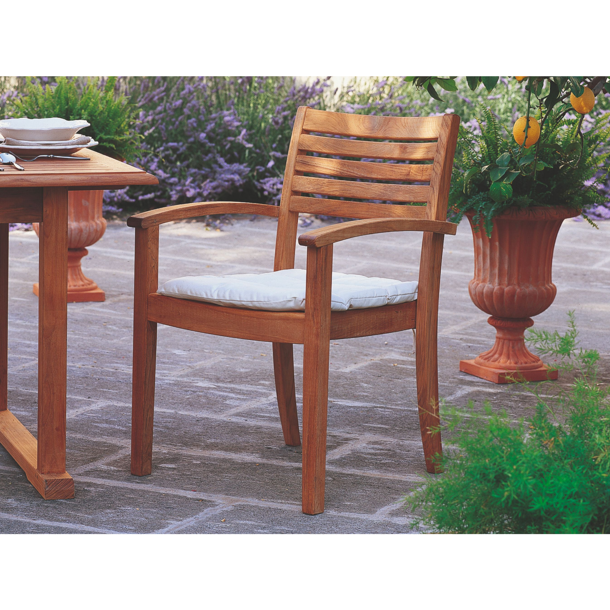 Teak Stackable Outdoor Dining Armchair | Unopiu Chelsea | Italianfurniture.com