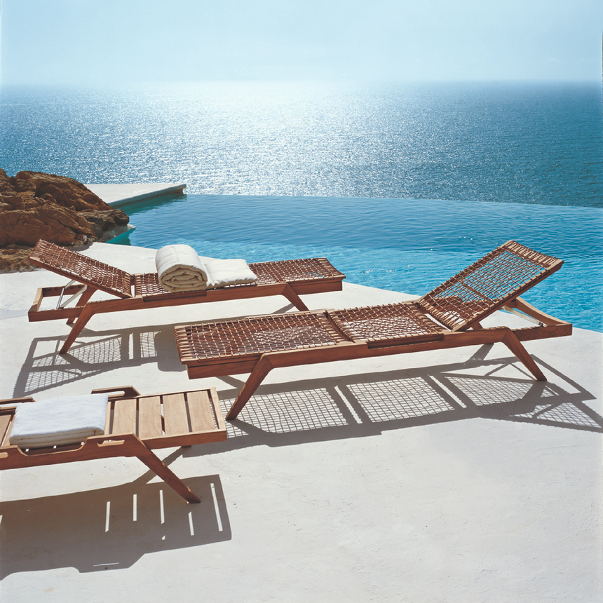 Teak Cushioned Sun Lounger | Unopiu Synthesis | Italianfurniture.com