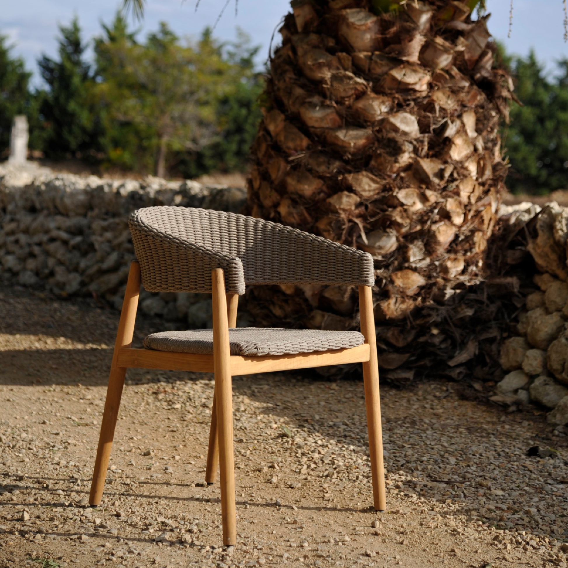 Teak Curved Outdoor Dining Chair | Unopiu Pevero | Italianfurniture.com