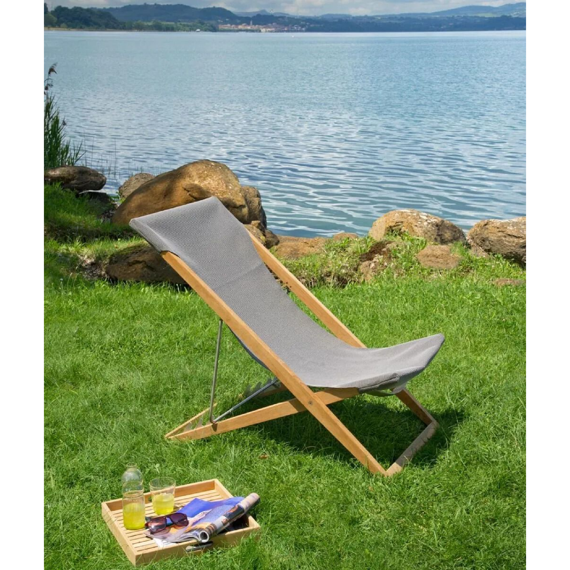 Teak Foldable Outdoor Deck Chair | Unopiu Cosette | Italianfurniture.com