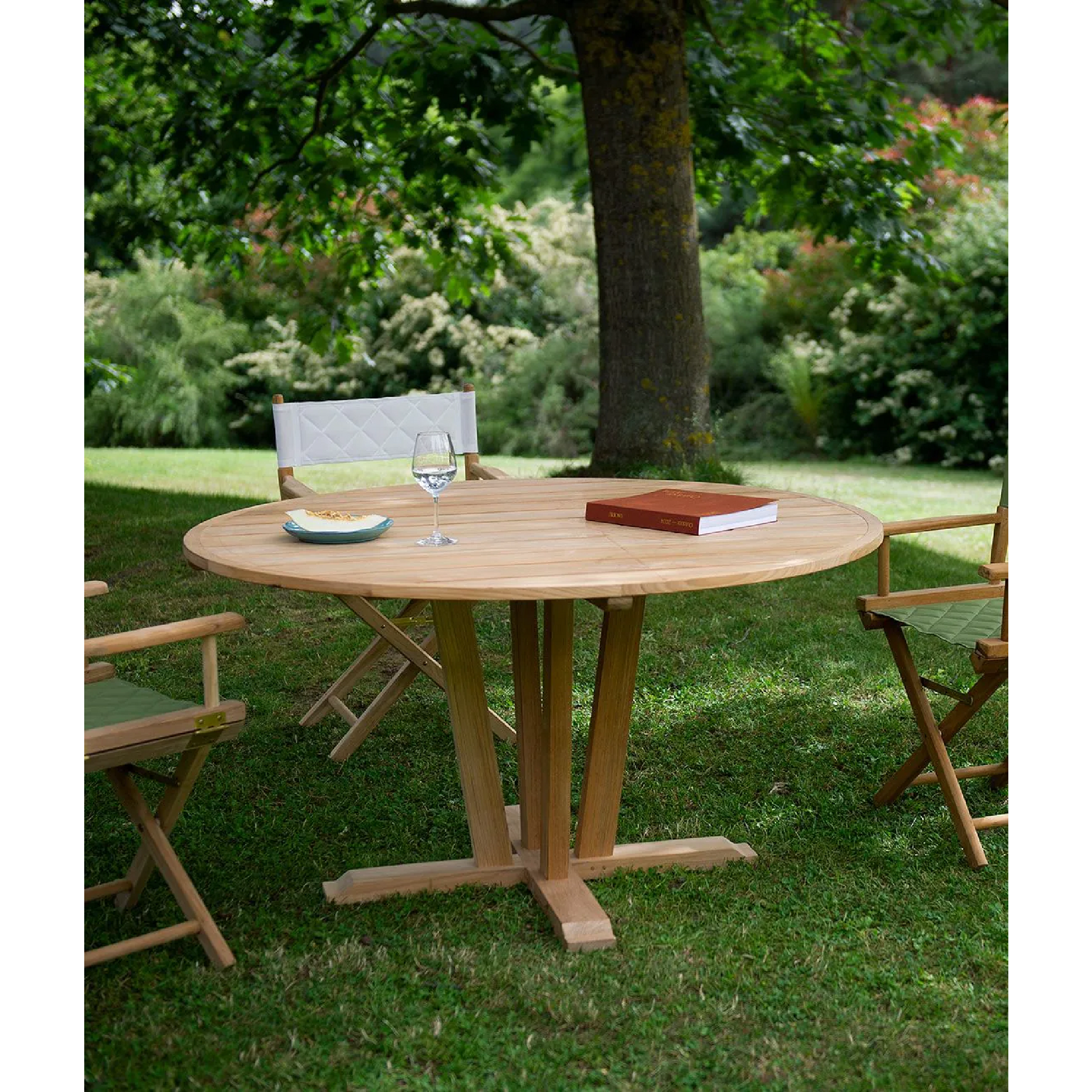 Round Teak Outdoor Dining Table | Unopiu Synthesis | Italianfurniture.com