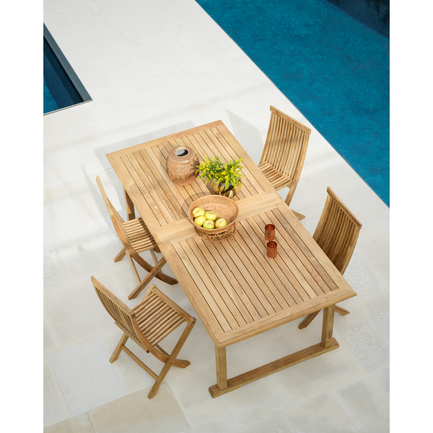 Brown Teak Extendable Outdoor Dining Table | Unopiu Chelsea | Italianfurniture.com