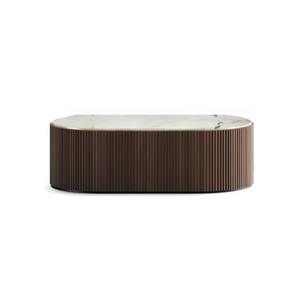 Ribbed Wood Marble Coffee Table | Lema Drum