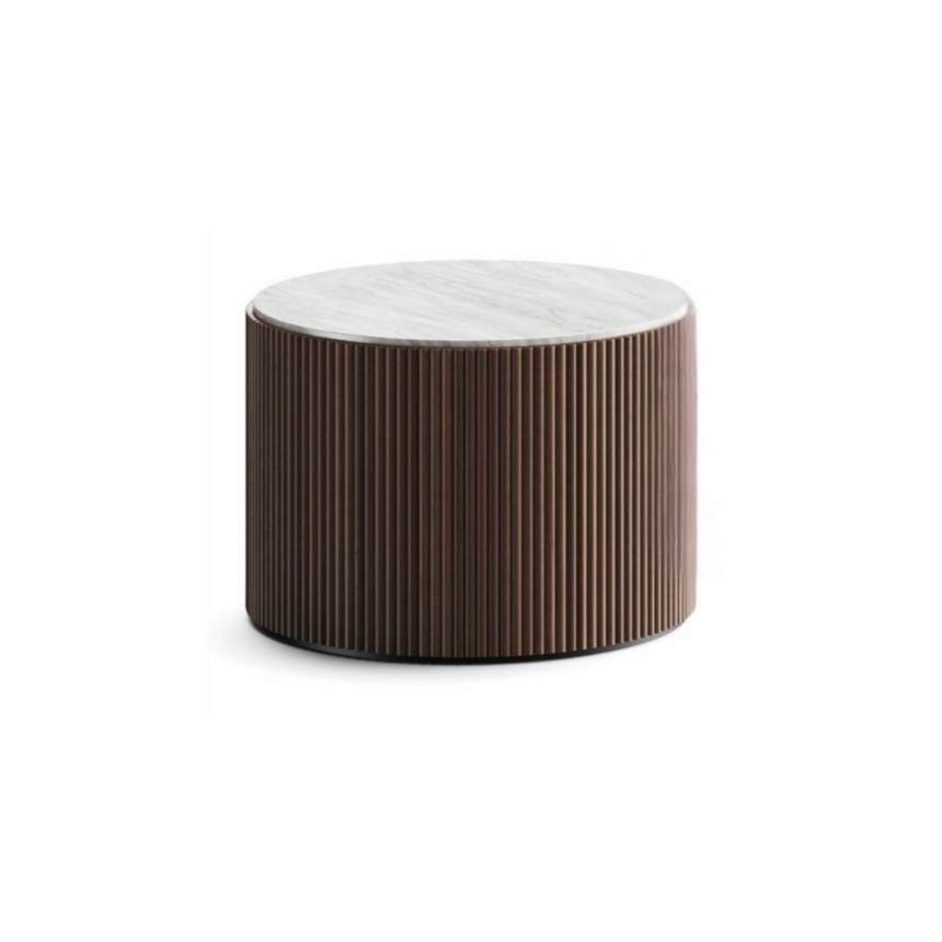 Ribbed Wood Marble Coffee Table | Lema Drum