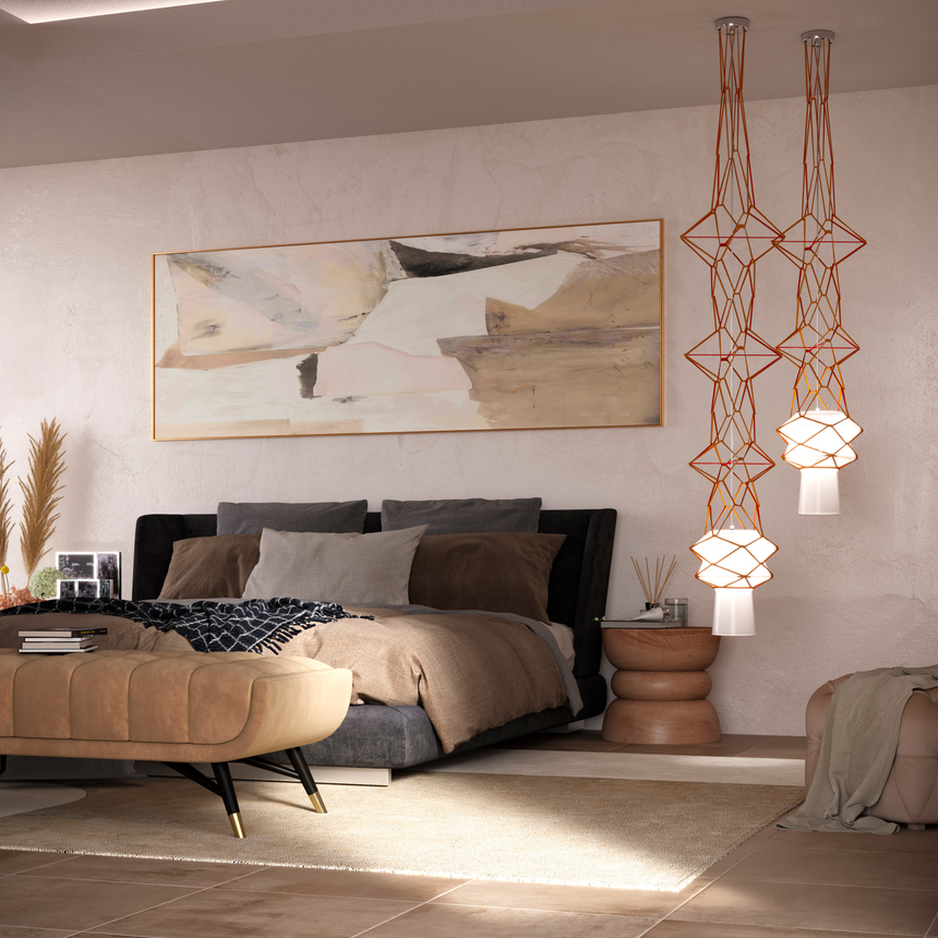 Ribbon-Wrapped Pendant Lamp | Venini Streaming Stars | Italianfurniture.com