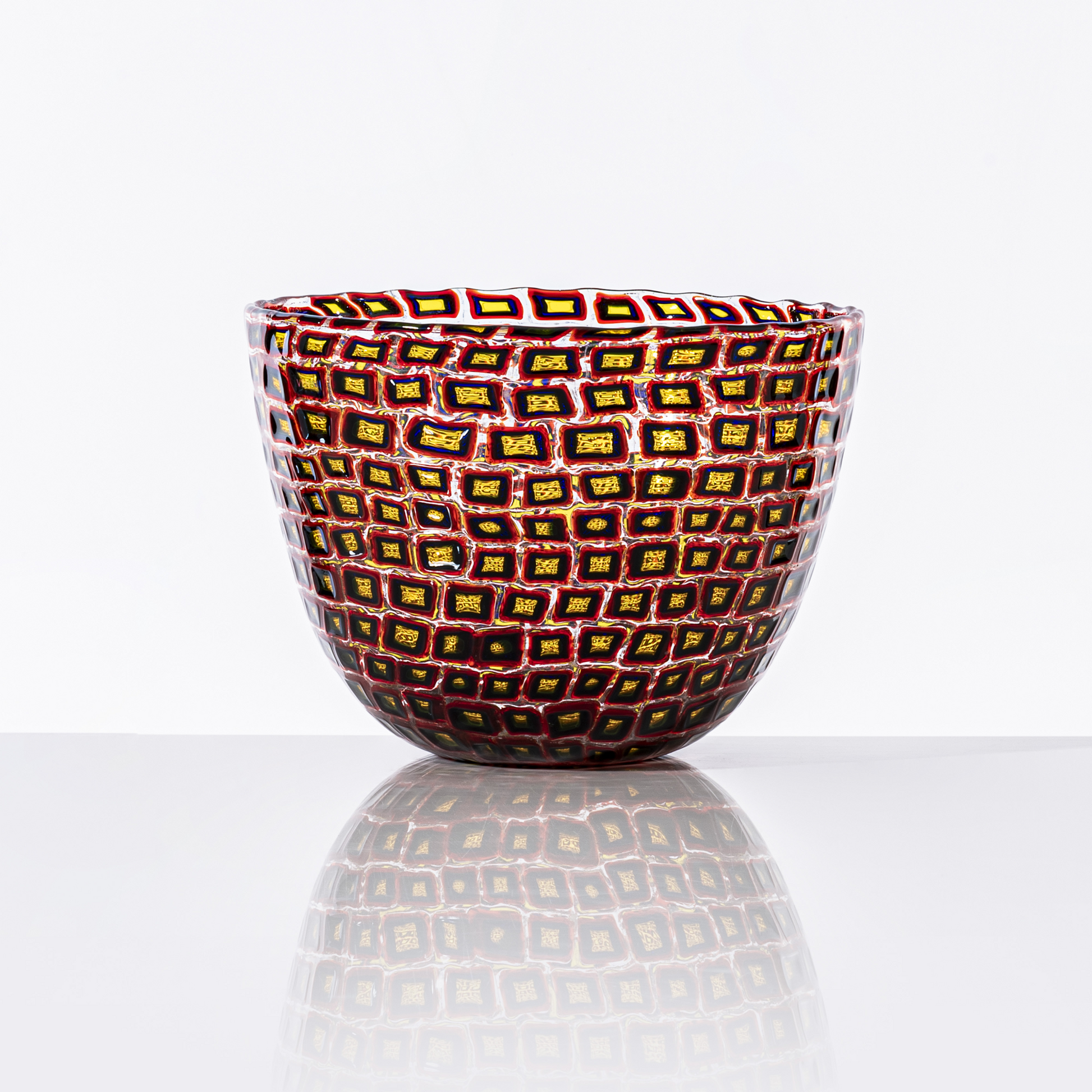 Red Glass Bowl Vase | Venini Murrine Romane | Italianfurniture.com