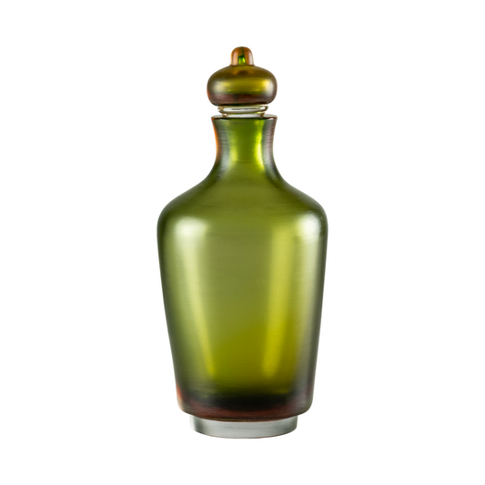 Green Engraved Glass Bottle | Venini Bottiglia Incisa