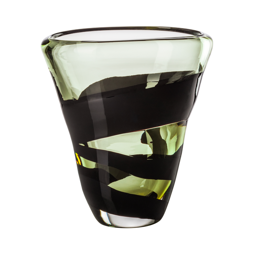 Black Swirl Oval Vase | Venini Black Belt | Italianfurniture.com