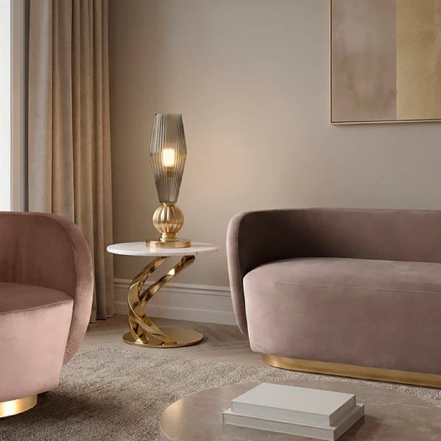 Gray Glass Gold Table Lamp | Villari Angelica