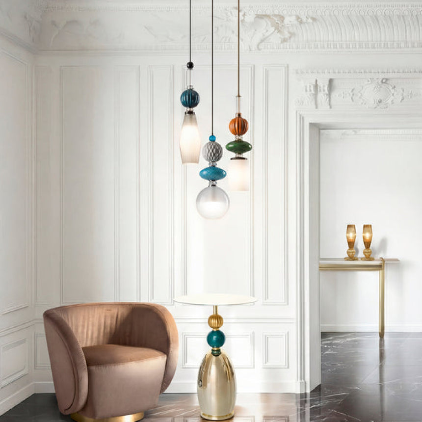 Pearl Gray Glass Pendant Lamp | Villari Audrey