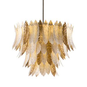 Feather-Shaped Glass 12-Light Chandelier | Villari Cher