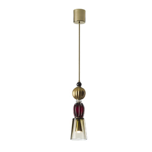 Red & Gold Glass Pendant Lamp | Villari Ava