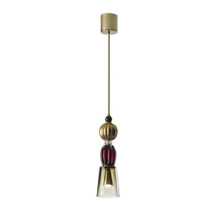 Red & Gold Glass Pendant Lamp | Villari Ava