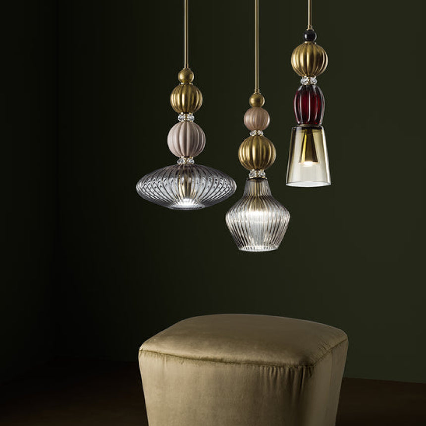 Red & Gold Glass Pendant Lamp | Villari Ava
